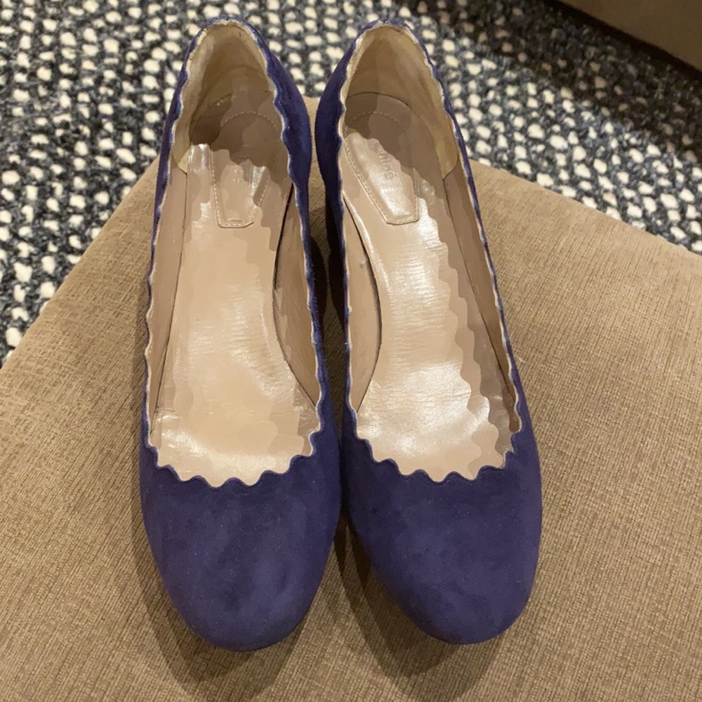Chloe scalloped suede heels